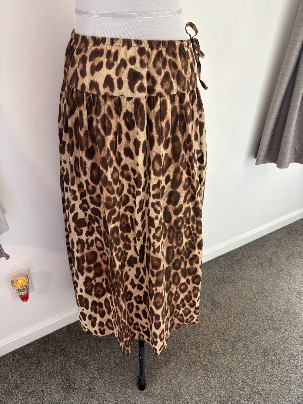 Leopard Print Maxi Skirt - Brown Animal Pattern